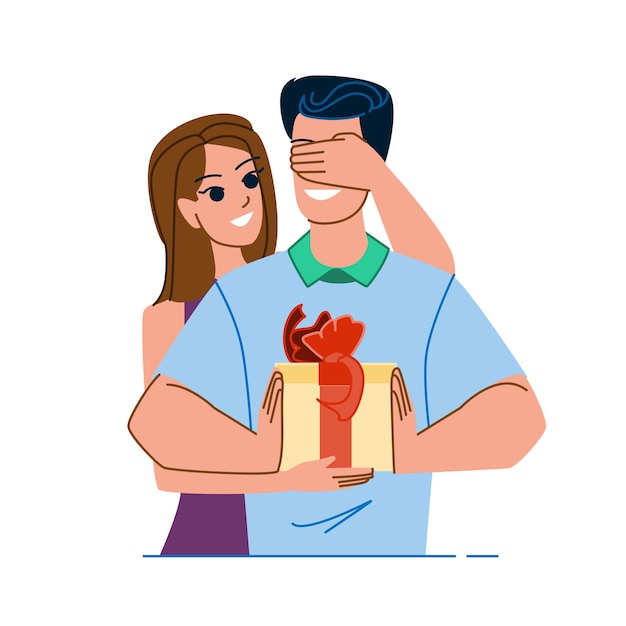 Pareja, regalo, vector