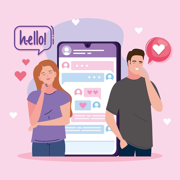 Vector pareja con relación de teléfono inteligente