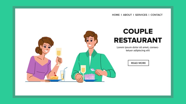 pareja, restaurante, vector