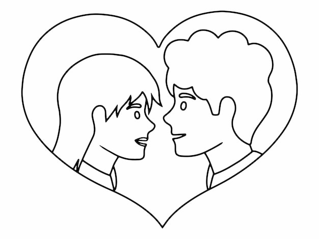 Pareja romántica Avatar Arte de línea de personajes