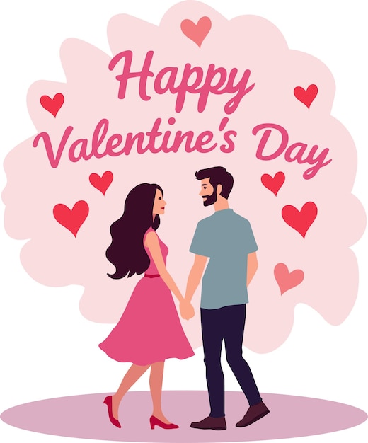 Una pareja romántica de San Valentín tomándose de la mano