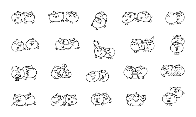 Una pareja de tomates divertidos para colorear