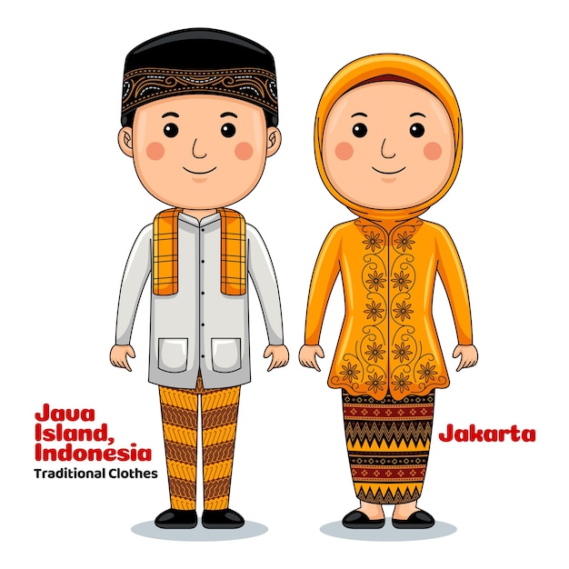 Pareja usa ropa tradicional indonesia de yakarta