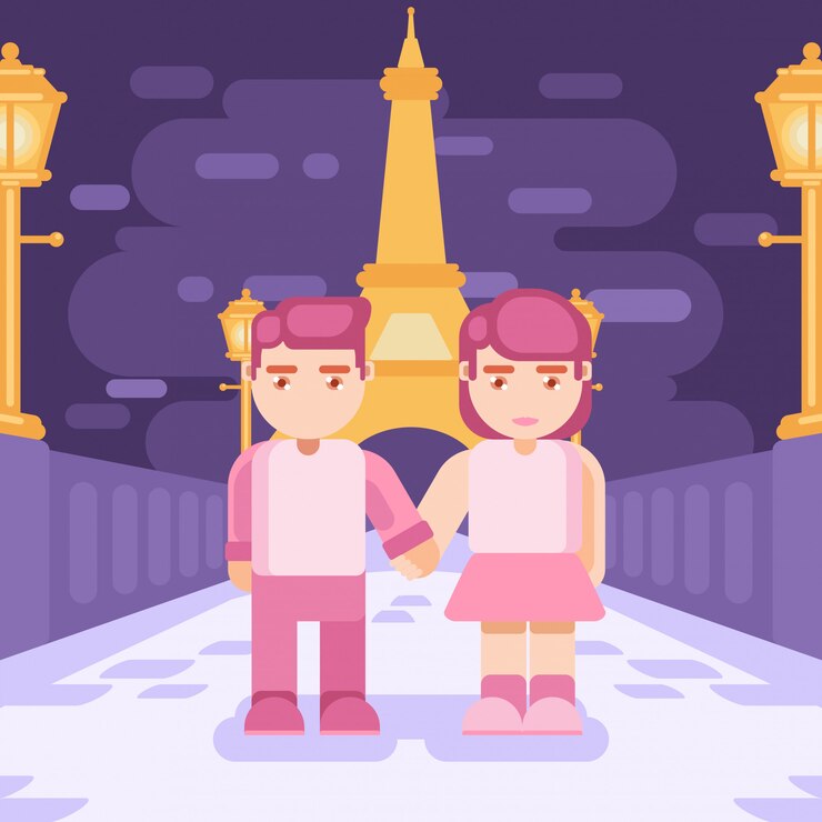 Vector pareja de vector fecha amor paris