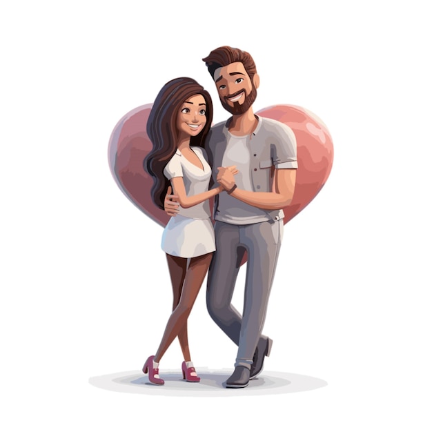 Pareja con el vector heart woman man en fondo blanco