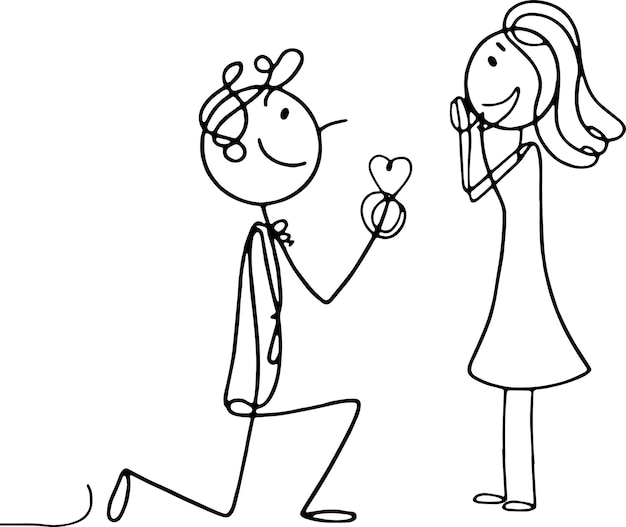 Una pareja de WebStickman en el día de San Valentín