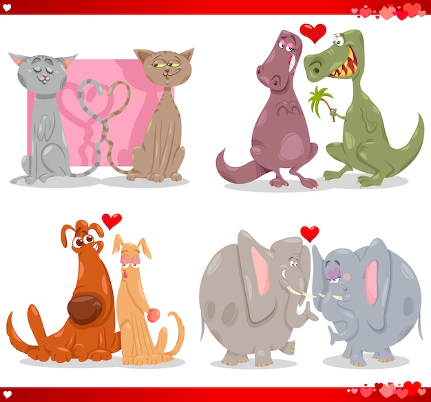 Parejas de animales de san valentín