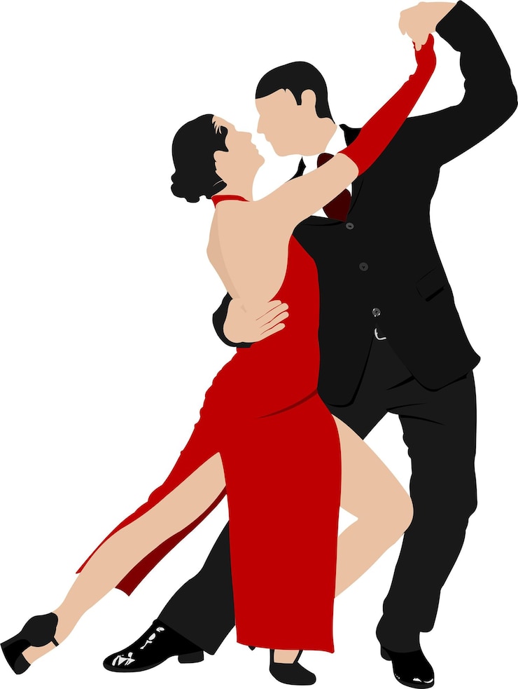 Vector parejas bailando un tango ilustración vectorial