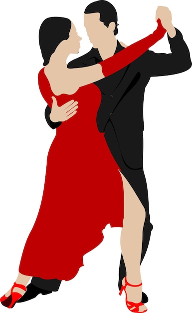 Vector parejas bailando un tango