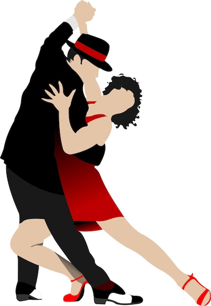 Vector parejas bailando un tango