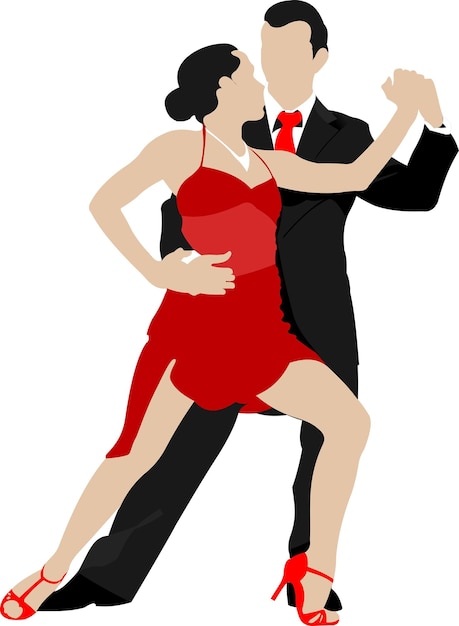 Vector parejas bailando un tango