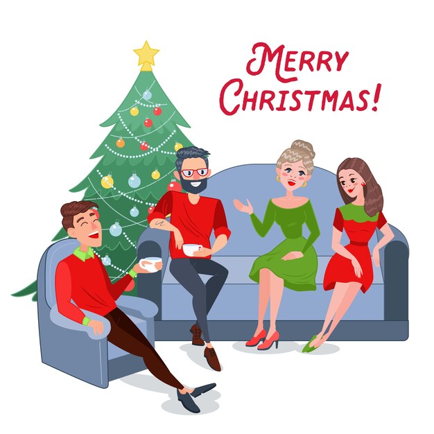 Parejas celebrando la Navidad