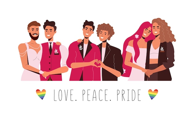 Parejas gays y lesbianas enamoradas. Amor, paz, orgullo. comunidad LGTB. Boda no convencional, Un hombre i
