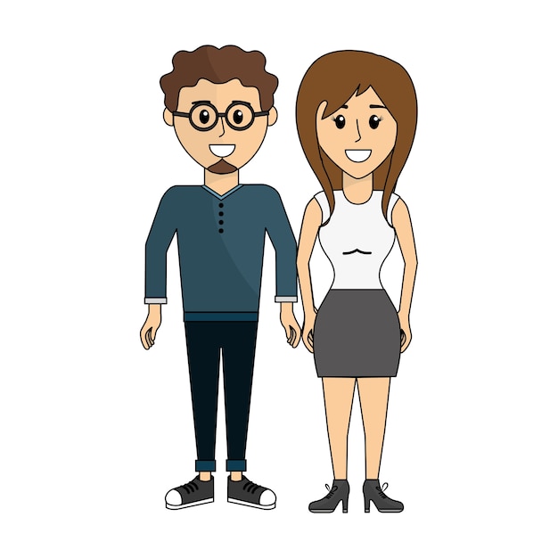 Vector parejas hombre con gafas y su esposa