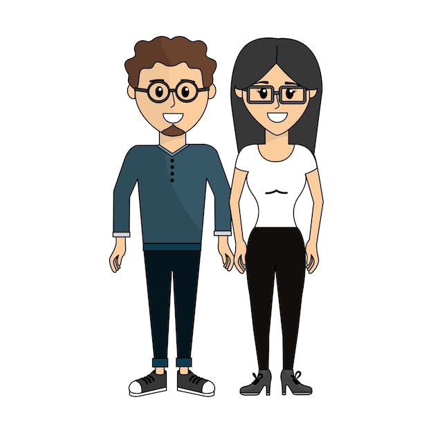 Parejas hombre con gafas y su esposa