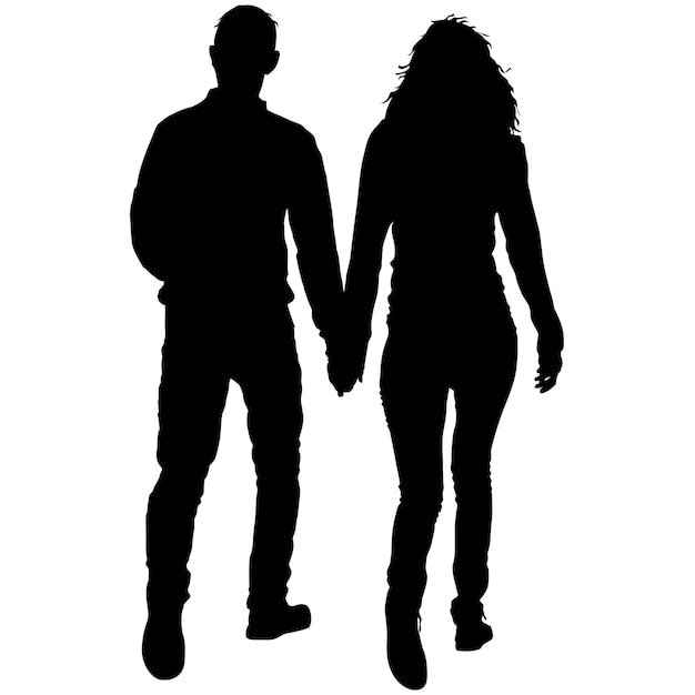 Parejas hombre y mujer siluetas sobre un fondo blanco Ilustración vectorial