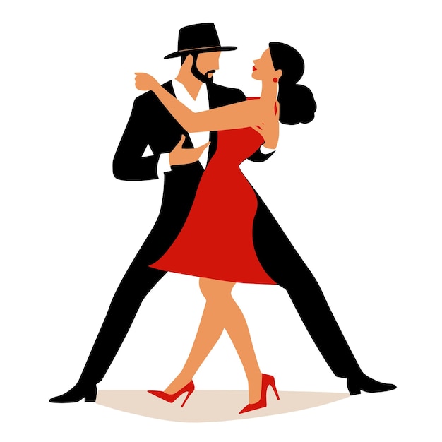 Parella de bailarines de tango hombre y mujer plantilla vectorial de cartel del día internacional del tango