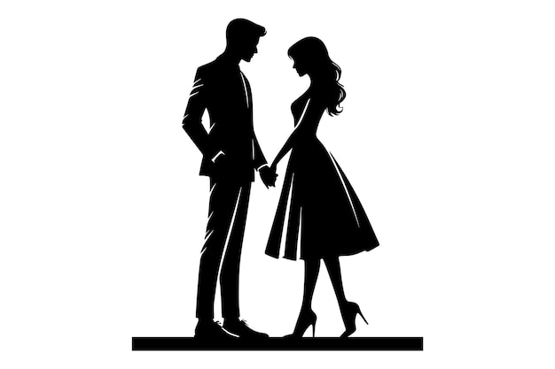 Parella de hombre y mujer con la silueta de la mano