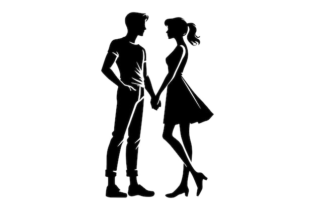 Parella de hombre y mujer con la silueta de la mano