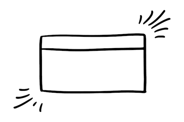 Paréntesis de doodle para citas con elementos de rayos brillantes marco de línea cuadrada dibujado a mano para el título