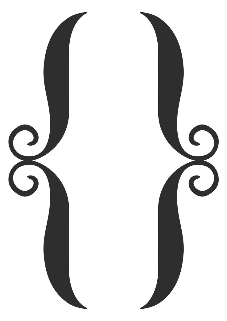 Vector paréntesis negros paréntesis rizado decoración elegante aislada sobre fondo blanco
