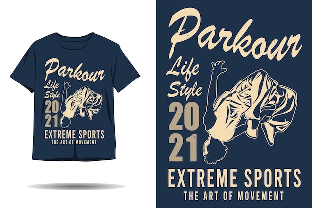 Parkour estilo de vida deportes extremos el arte del movimiento silueta diseño de camiseta