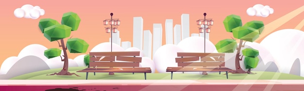 parque ciudad paisaje al aire libre vector público natural horizonte dibujos animados