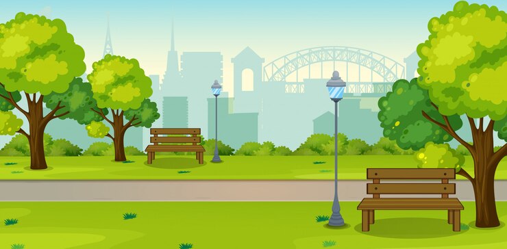 Vector un parque en ciudad urbana.