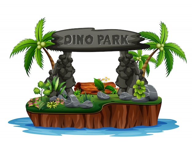 Vector un parque de dinosaurios en la isla