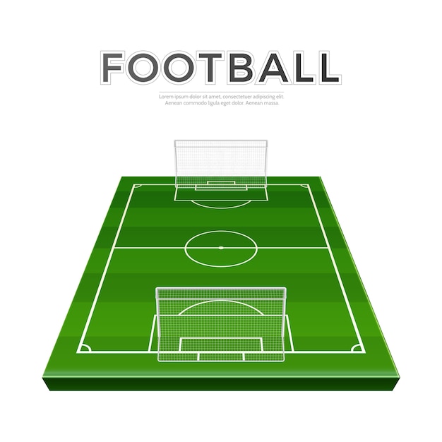 Parque de fútbol realista con puertas. vector de fútbol campo de hierba campeonato de fútbol