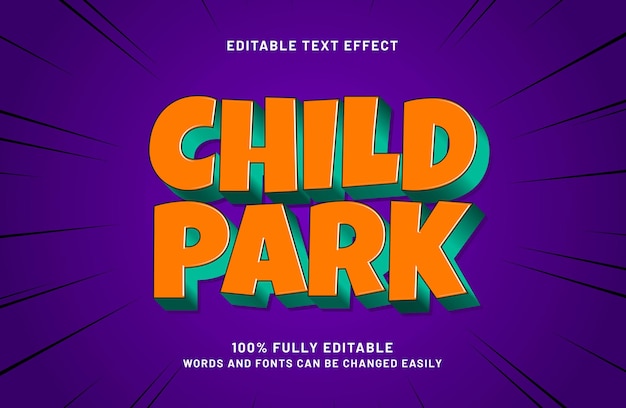 parque infantil efecto de texto editable en niños y estilo de texto feliz