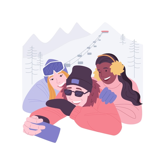 Vector parque de invierno divertido ilustraciones de vectores de dibujos animados aislados