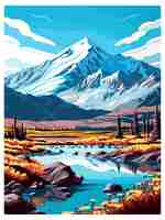 Vector parque nacional wrangell st elias cartel postal de recuerdo pintura de retrato wpa