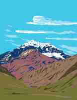 Vector parque provincial aconcagua en la provincia de mendoza argentina wpa cartel art deco