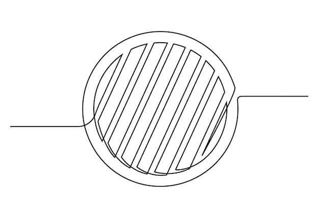 Parrilla de barbacoa de dibujo de línea continua
