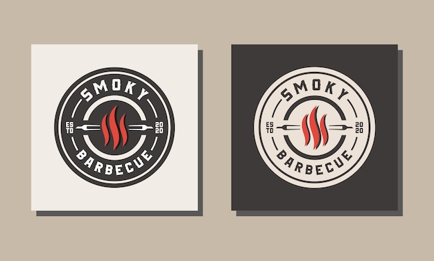 Parrillas de barbacoa ahumadas plantilla de vector de diseño de logotipo de fiesta
