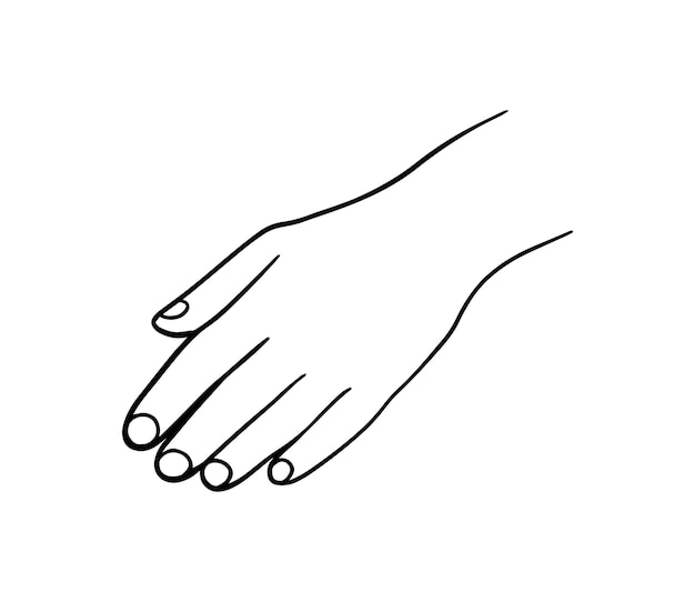 Parte del cuerpo de la mano humana doodle libro de colorear de dibujos animados lineales