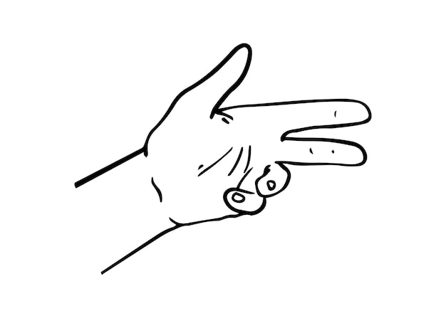 Parte del cuerpo de la mano humana doodle libro de colorear de dibujos animados lineales