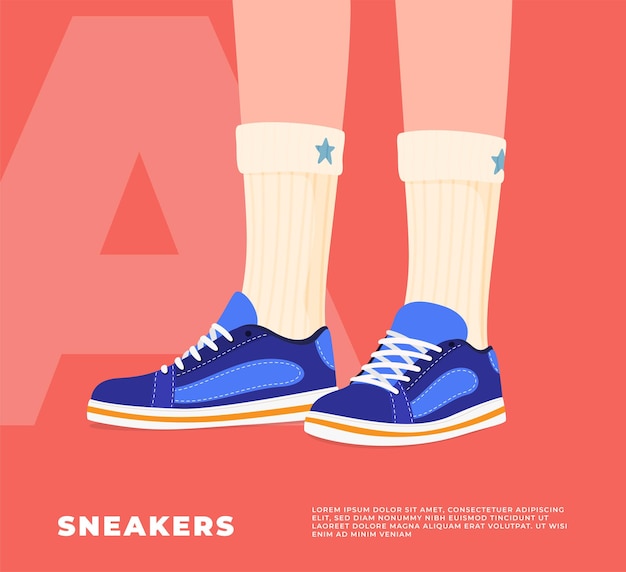Parte inferior de las piernas humanas con zapatillas de deporte zapatillas deportivas de moda para deportes y caminatas