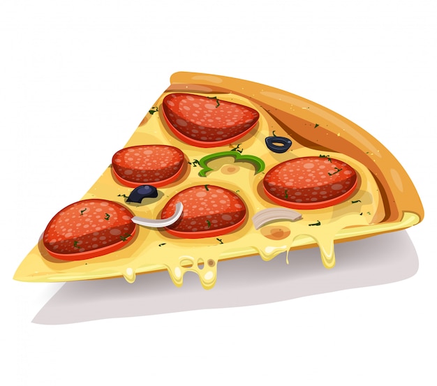 Vector parte de pizza de queso y pepperoni