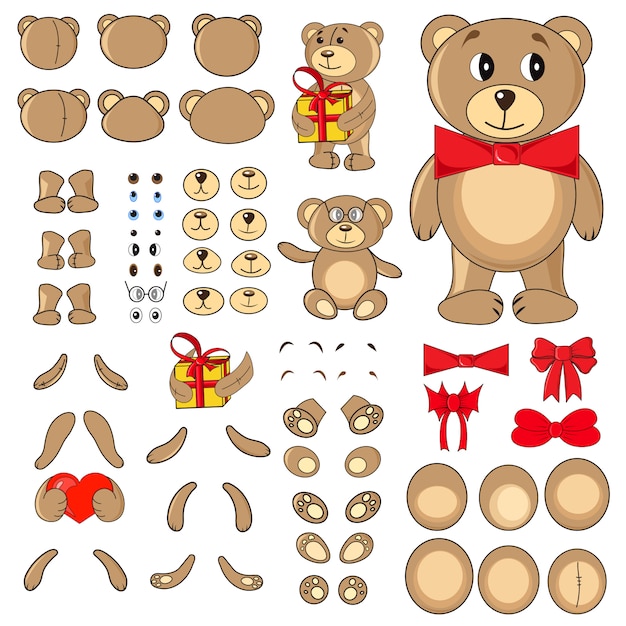 Partes del cuerpo de un oso en el vector