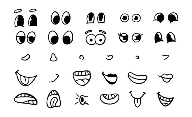 Partes faciales y imitaciones de personajes de Doodle