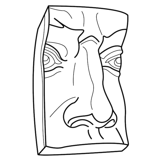 Vector partes de yeso nariz de la cara de david fragmento de yeso de la cabeza y cara de david pegatina de ácido