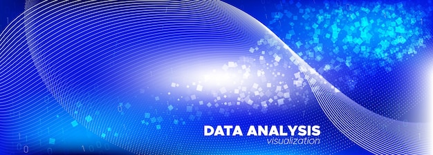 Las partículas de big data fluyen en movimiento ondulatorio