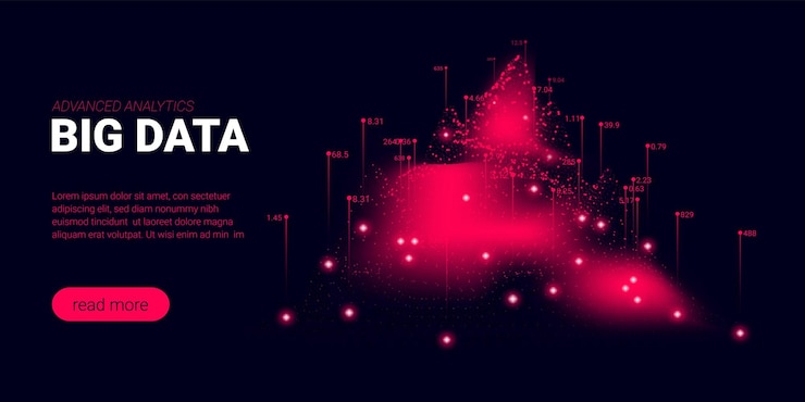 Vector las partículas de big data fluyen en movimiento ondulatorio
