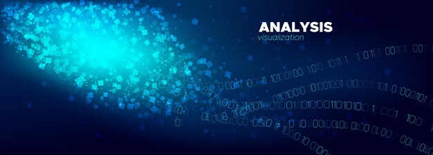 Las partículas de big data fluyen en movimiento ondulatorio