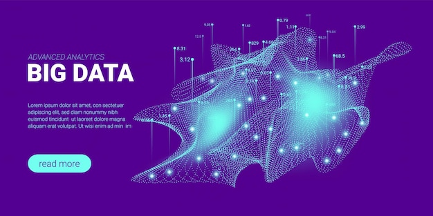 Las partículas de big data fluyen en movimiento ondulatorio