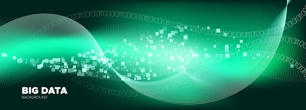 Las partículas de big data fluyen en movimiento ondulatorio