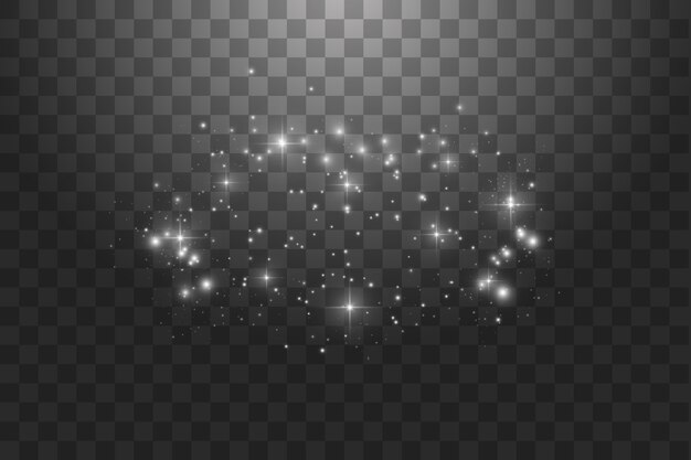 partículas brillantes aisladas sobre fondo transparente