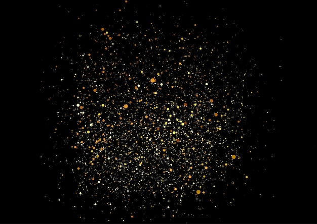 Partículas brillantes doradas sobre fondo negro